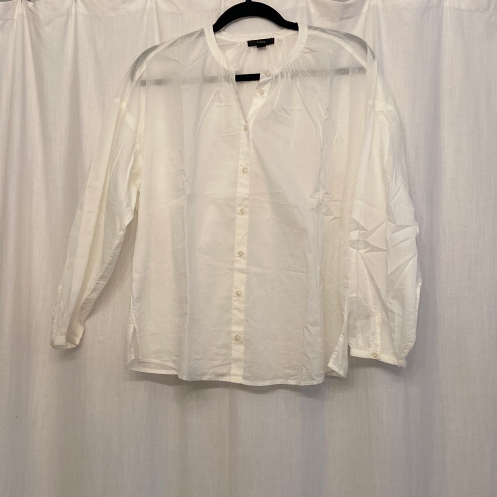 J. Crew Cotton-Voile Button Front Top. New, without tags. 100% cotton. White